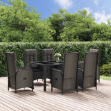 vidaXL 3-delige Tuinset met kussens poly rattan zwart