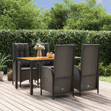 vidaXL 3-delige Tuinset met kussens poly rattan zwart