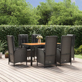 vidaXL 3-delige Tuinset met kussens poly rattan zwart