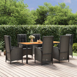 vidaXL 3-delige Tuinset met kussens poly rattan zwart