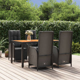 vidaXL 3-delige Tuinset met kussens poly rattan zwart