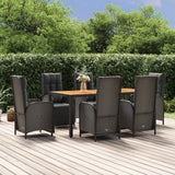 vidaXL 3-delige Tuinset met kussens poly rattan zwart