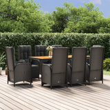 vidaXL 3-delige Tuinset met kussens poly rattan zwart