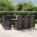 vidaXL 3-delige Tuinset met kussens poly rattan zwart