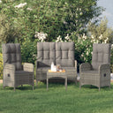 vidaXL 4-delige Tuinset met kussens poly rattan grijs