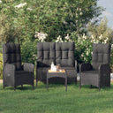 vidaXL 4-delige Tuinset met kussens poly rattan grijs