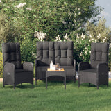 vidaXL 4-delige Tuinset met kussens poly rattan grijs