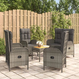 vidaXL 4-delige Tuinset met kussens poly rattan grijs