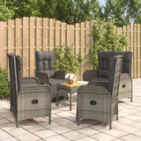 vidaXL 4-delige Tuinset met kussens poly rattan grijs