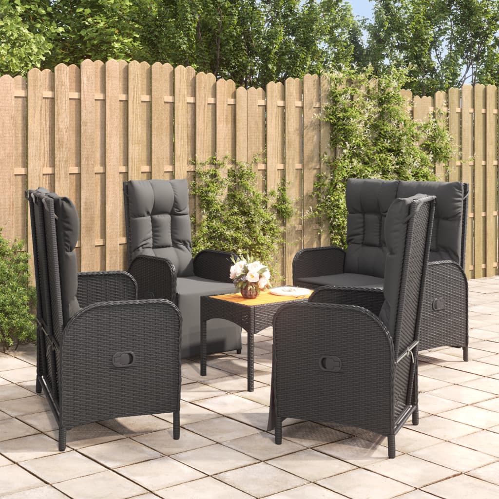 vidaXL 4-delige Tuinset met kussens poly rattan grijs