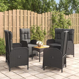 vidaXL 4-delige Tuinset met kussens poly rattan grijs