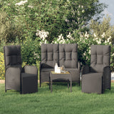 vidaXL 4-delige Tuinset met kussens poly rattan grijs