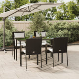 vidaXL 3-delige Tuinset met kussens poly rattan zwart