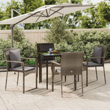 vidaXL 3-delige Tuinset met kussens poly rattan zwart