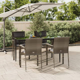 vidaXL 3-delige Tuinset met kussens poly rattan zwart