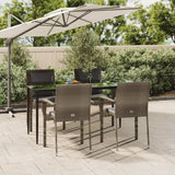 vidaXL 3-delige Tuinset met kussens poly rattan zwart