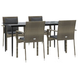 vidaXL 3-delige Tuinset met kussens poly rattan zwart