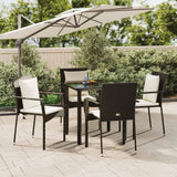 vidaXL 3-delige Tuinset met kussens poly rattan zwart