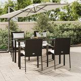 vidaXL 3-delige Tuinset met kussens poly rattan zwart