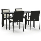 vidaXL 3-delige Tuinset met kussens poly rattan zwart