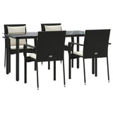 vidaXL 3-delige Tuinset met kussens poly rattan zwart