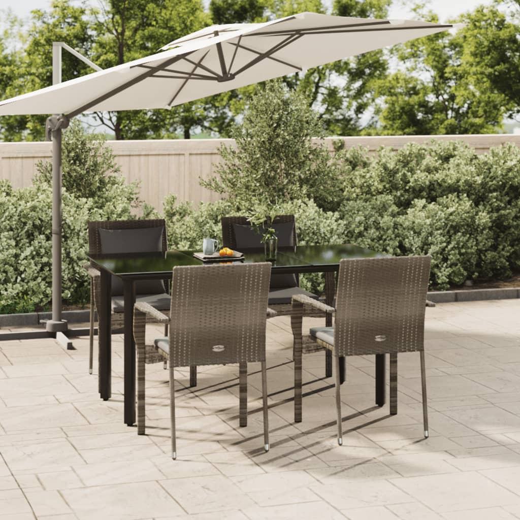 vidaXL 3-delige Tuinset met kussens poly rattan zwart