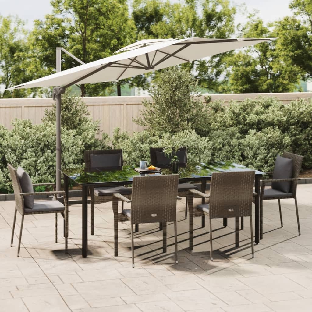 vidaXL 3-delige Tuinset met kussens poly rattan zwart