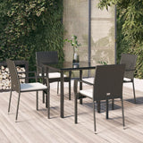 vidaXL 3-delige Tuinset met kussens poly rattan zwart