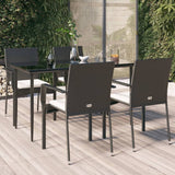 vidaXL 3-delige Tuinset met kussens poly rattan zwart