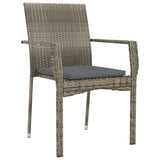vidaXL 3-delige Tuinset met kussens poly rattan zwart