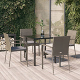 vidaXL 3-delige Tuinset met kussens poly rattan zwart