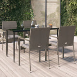 vidaXL 3-delige Tuinset met kussens poly rattan zwart