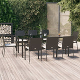 vidaXL 3-delige Tuinset met kussens poly rattan zwart
