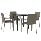 vidaXL 3-delige Tuinset met kussens poly rattan zwart