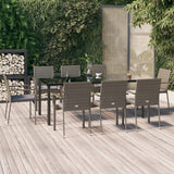 vidaXL 3-delige Tuinset met kussens poly rattan zwart