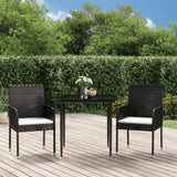 vidaXL 3-delige Tuinset met kussens poly rattan zwart
