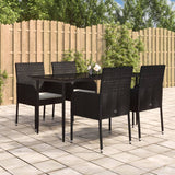 vidaXL 3-delige Tuinset met kussens poly rattan zwart