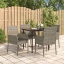 vidaXL 3-delige Tuinset met kussens poly rattan zwart