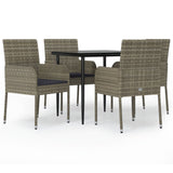 vidaXL 3-delige Tuinset met kussens poly rattan zwart