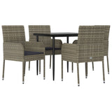 vidaXL 3-delige Tuinset met kussens poly rattan zwart