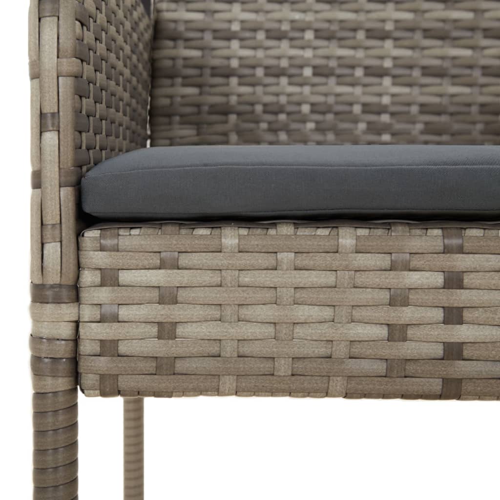 vidaXL 3-delige Tuinset met kussens poly rattan zwart