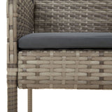 vidaXL 3-delige Tuinset met kussens poly rattan zwart