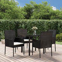vidaXL 3-delige Tuinset met kussens poly rattan zwart
