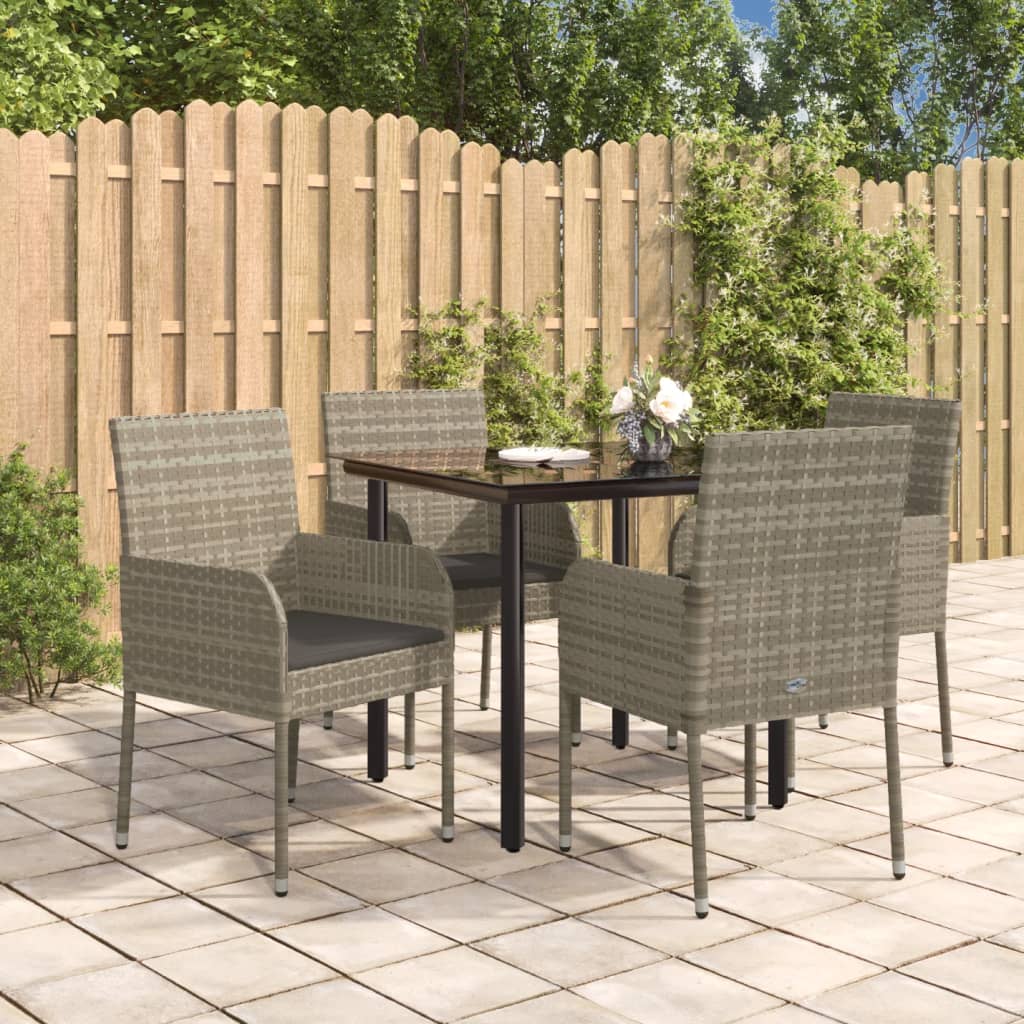 vidaXL 3-delige Tuinset met kussens poly rattan zwart
