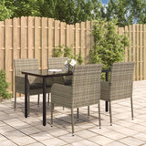 vidaXL 3-delige Tuinset met kussens poly rattan zwart