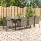 vidaXL 3-delige Tuinset met kussens poly rattan zwart