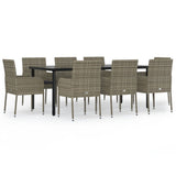 vidaXL 3-delige Tuinset met kussens poly rattan zwart