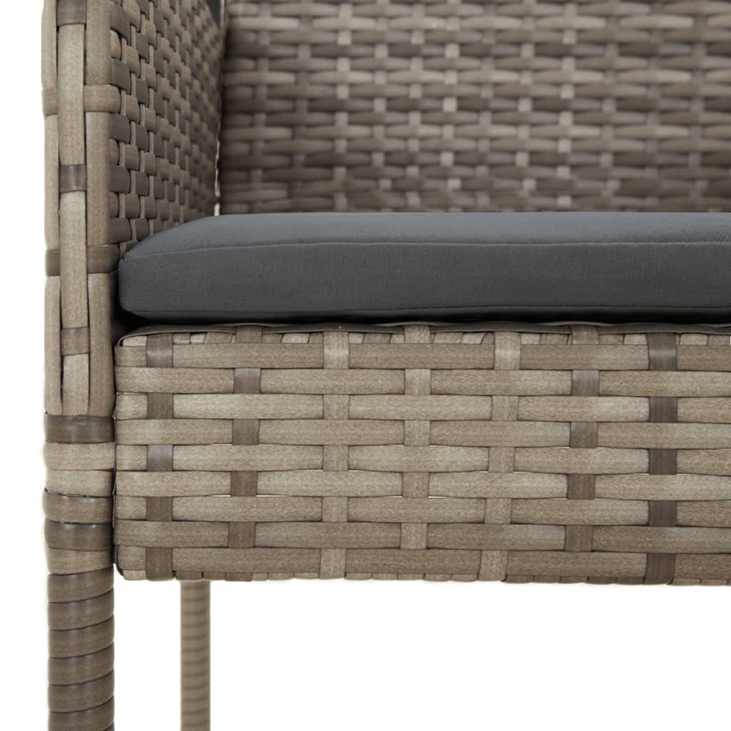 vidaXL 3-delige Tuinset met kussens poly rattan zwart