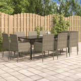 vidaXL 3-delige Tuinset met kussens poly rattan zwart