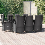vidaXL 3-delige Tuinset met kussens poly rattan zwart